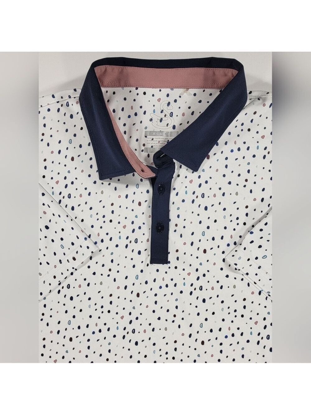 Swannies Polo Shirt Mens XL Paint Splatter AOP Performance Golf Stretch Preppy